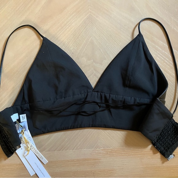 HOUSE OF HARLOW 1960 Black Vegan Leather Bralette Crop Top 10 NWT - Picture 6 of 8